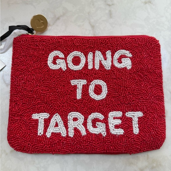 Kate Spade x Target Collab Red Beaded Pouch “GOING TO TARGET” - Picture 2 of 7